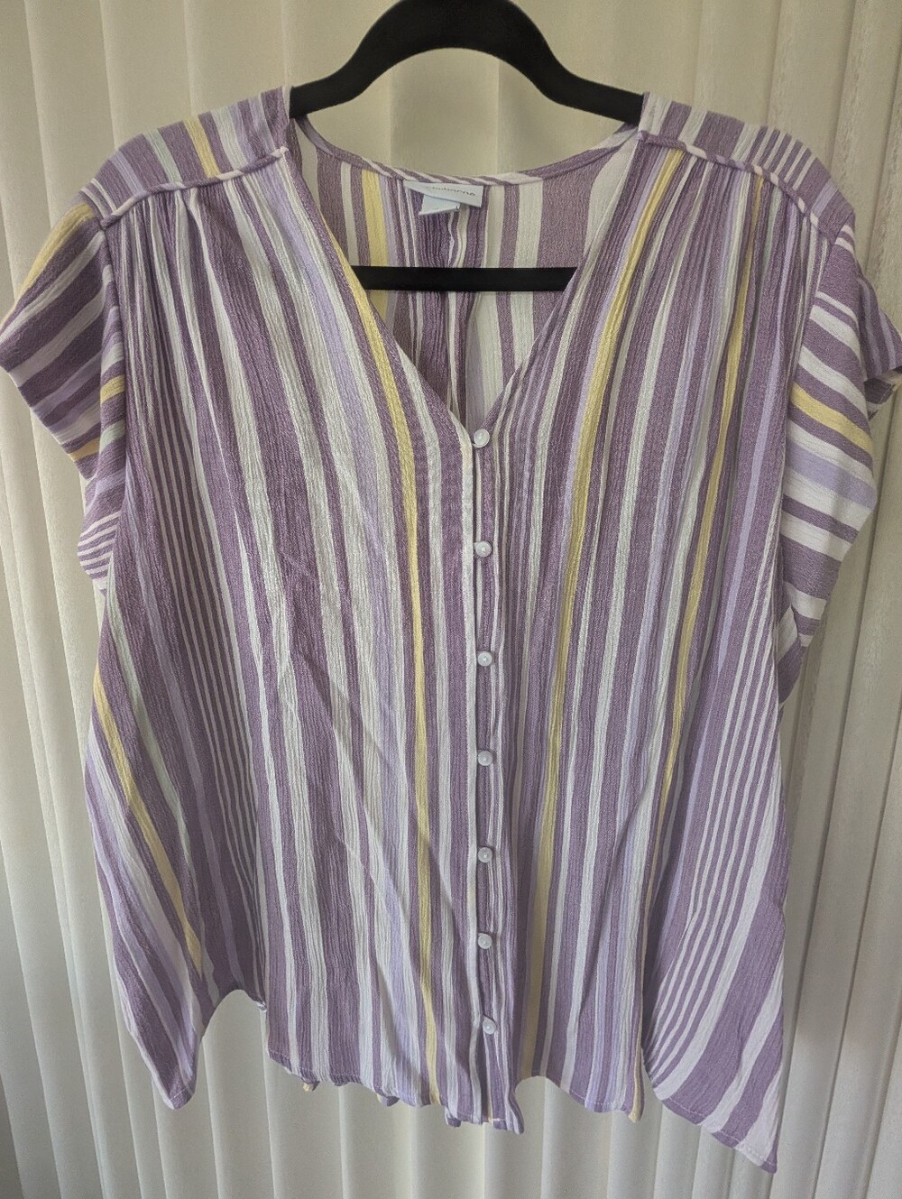 Liz Claiborne Lavender and Cream Striped Button-Front Top
